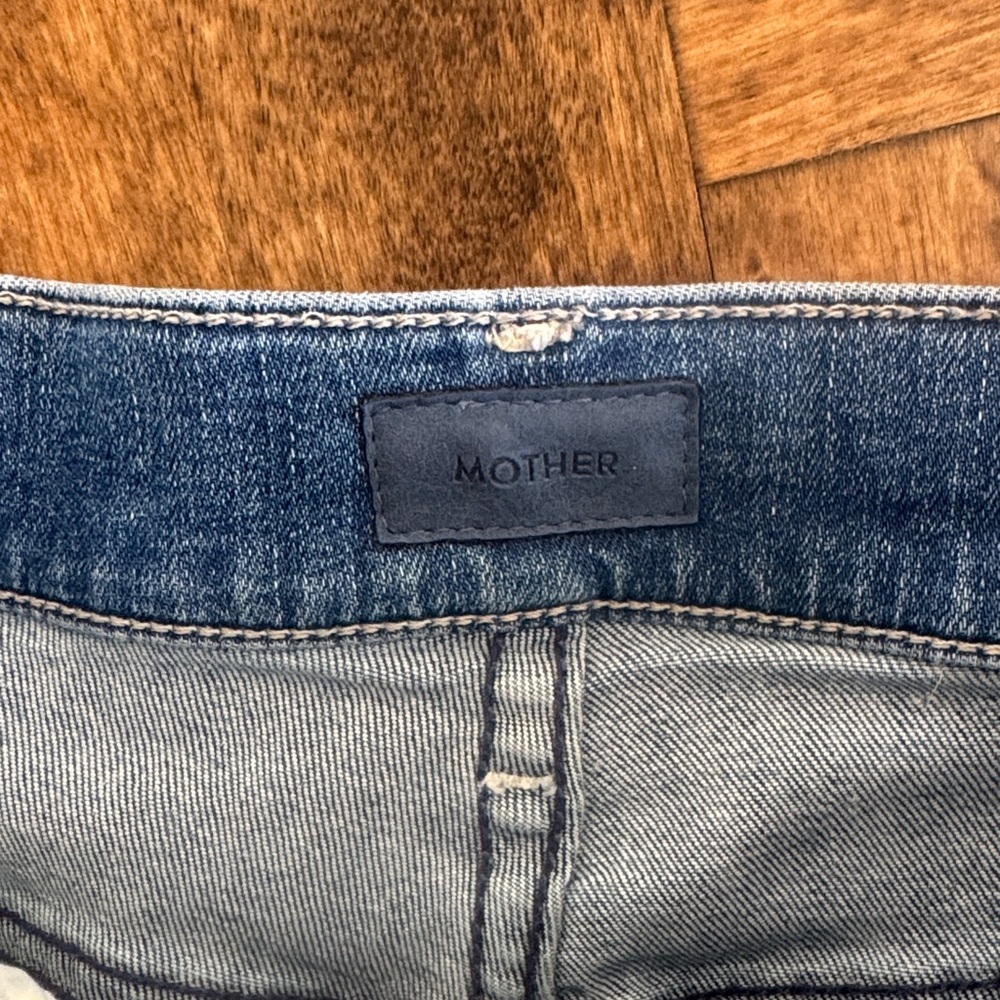 Mother - Women’s Distressed Blue Flare Jeans - Classic Denim - Picture 2 of 5